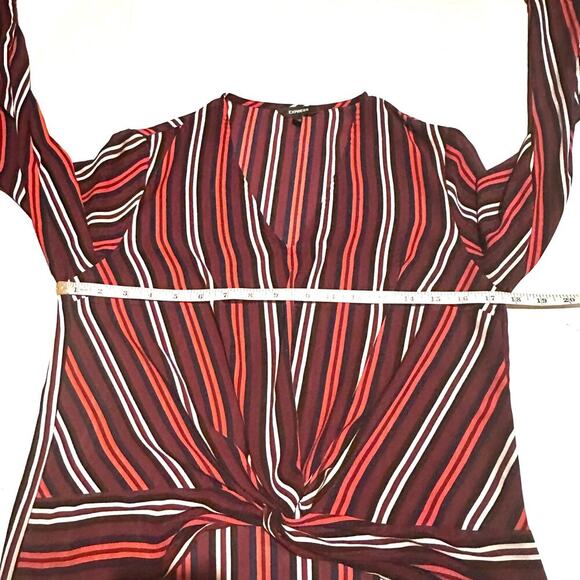 Express Red Stripe Twist Career Top Blouse Women's S Small - Picture 7 of 8